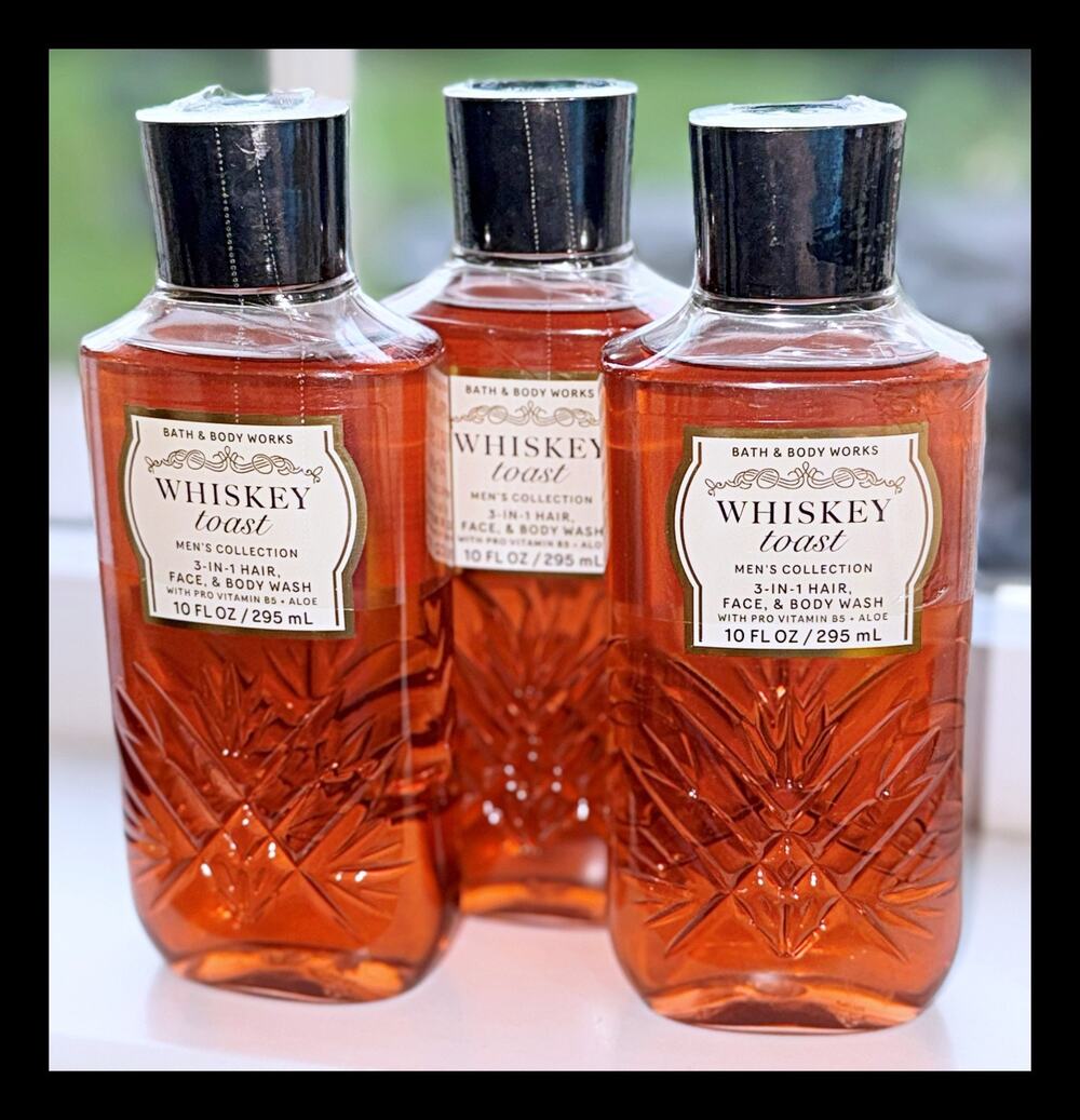 Bath & Body Works Whiskey Toast Men's 3-in-1 Hair Face Body Wash Gel x3